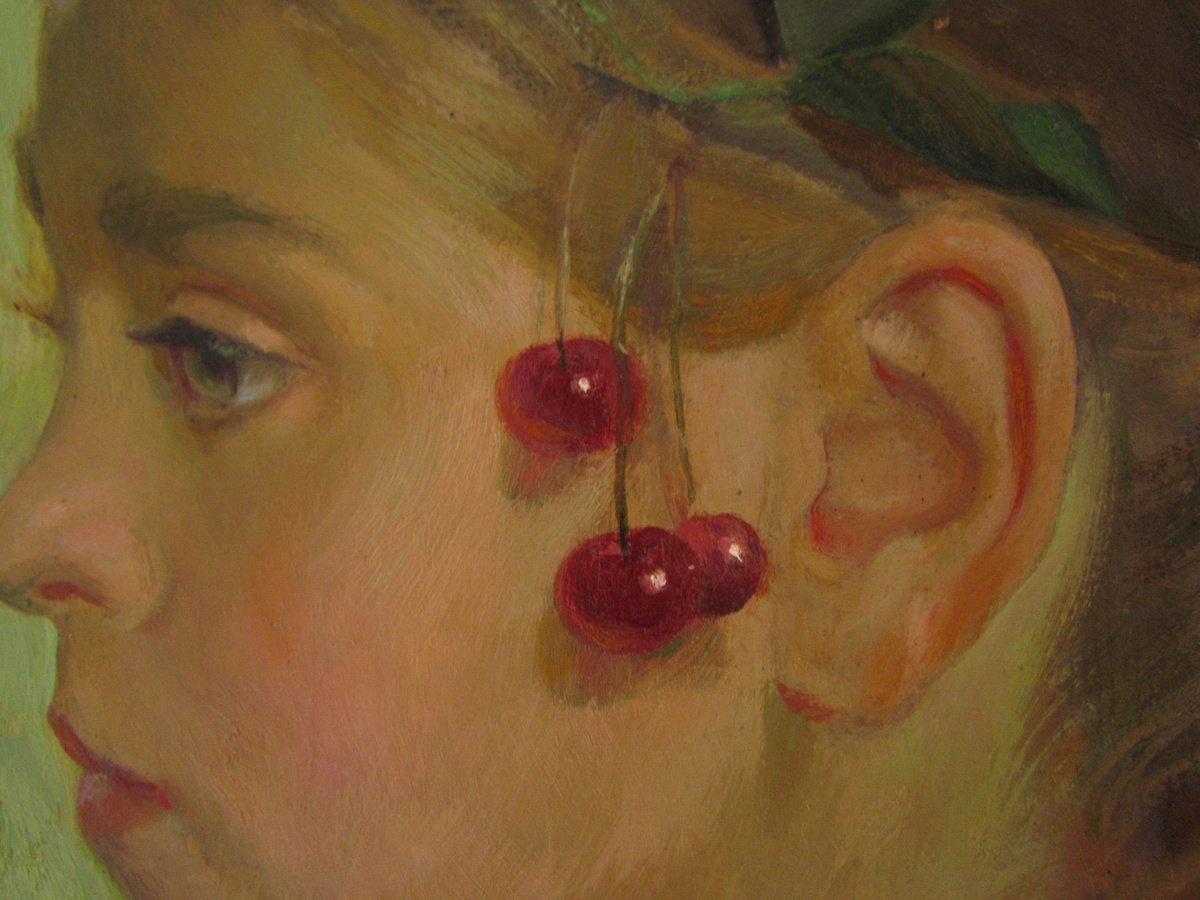 Girl with cherries by Viktoriia Pidvarchan