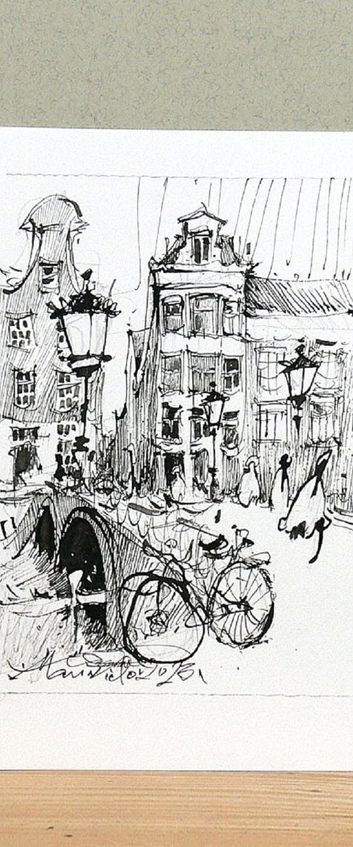 Amsterdam, dip pen ink drawing by Marin Victor