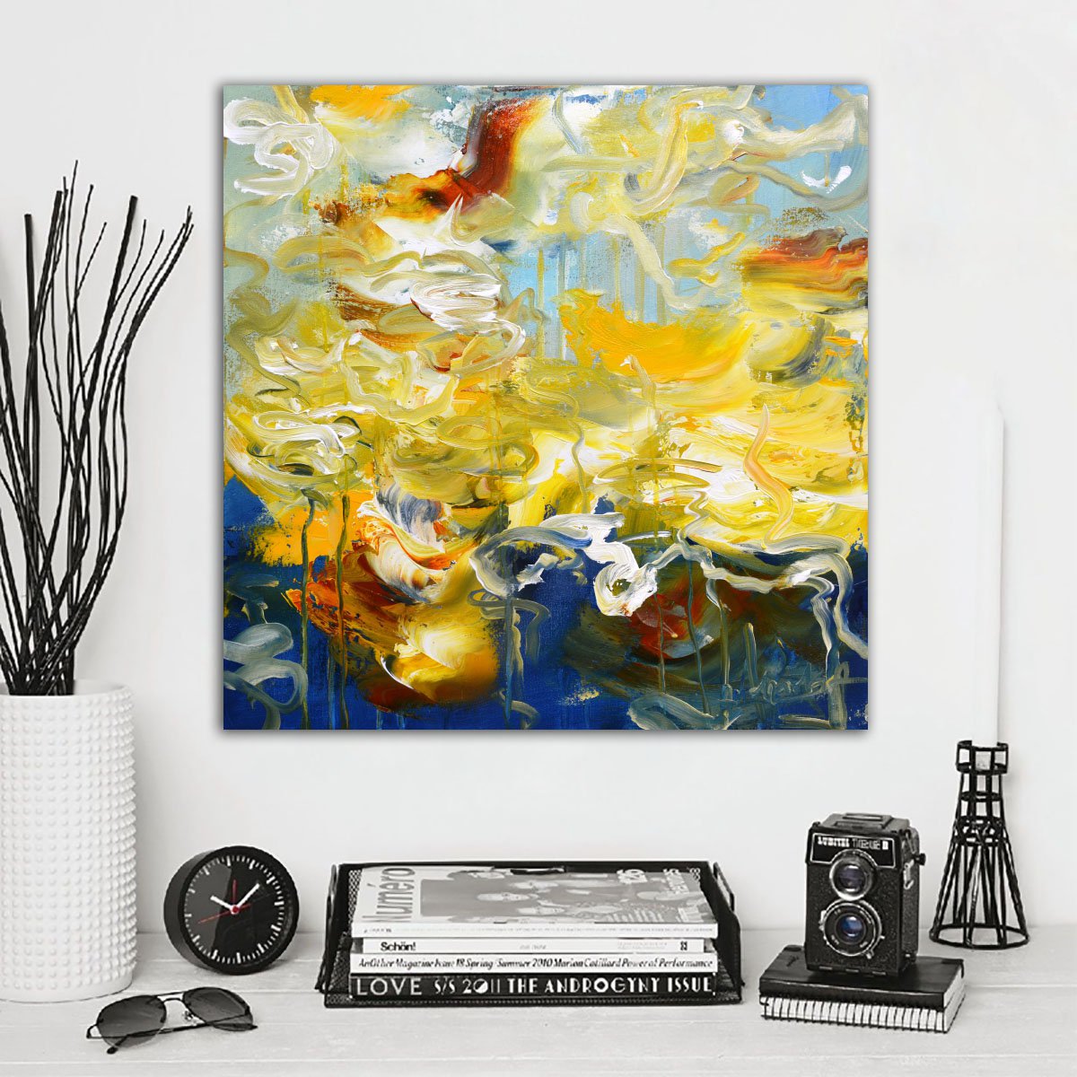 Abstract Acrylic Painting By Andrada Anghel, 20 X 20, Reflection Pond 9, Original Artwork