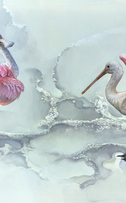 2 ROSEATE SPOONBILLS by Tatiana Rezvaya