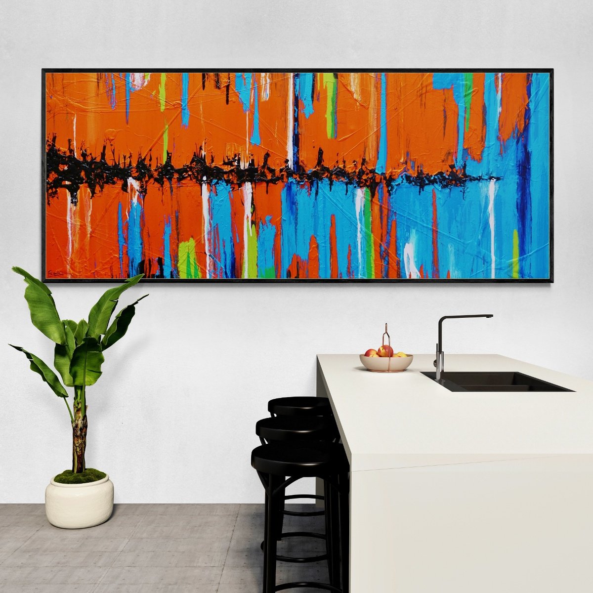 Orange Boulevard 240cm x 100cm Textured Abstract Art by Franko