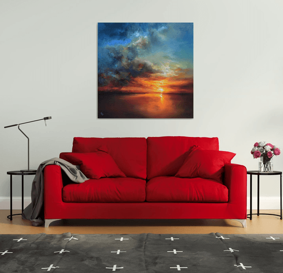 " Evening Vibes " Large painting W 110x H 110 cm