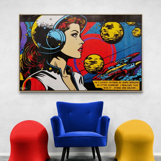 Stand and Deliver ...160cm x 100cm Space Cadet Textured Urban Pop Art Painting