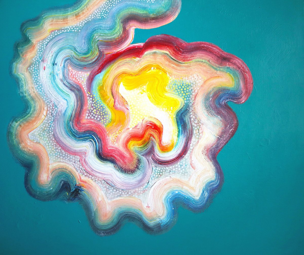 Organic Abstract Acrylic Painting By Tam Chianta, 35 X 30", Perennial, Original Artwork