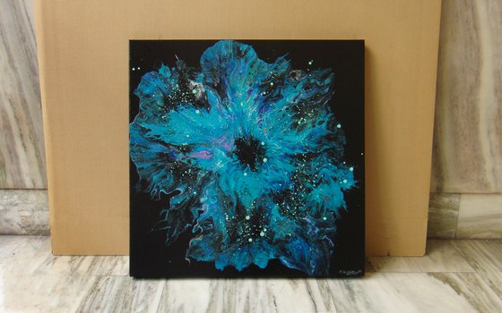 "Blue Flower" Acrylic Painting