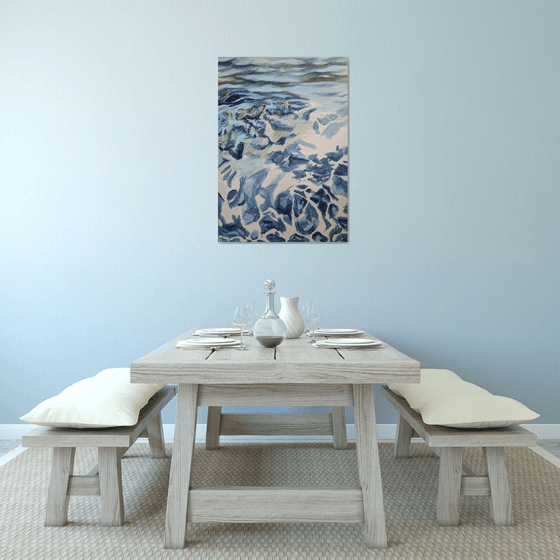 Structure of the sea - Abstract oil painting - Large interior painting