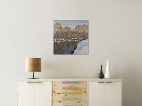 The Light Spring Day - river landscape painting