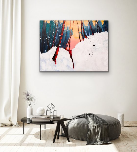 Le ravin - Original large abstract landscape painting - Ready to hang