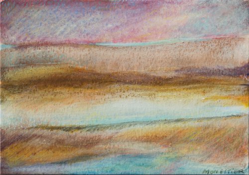 "Gentle river Loire" - abstract landscape - mixed media - Ready to frame by Fabienne Monestier