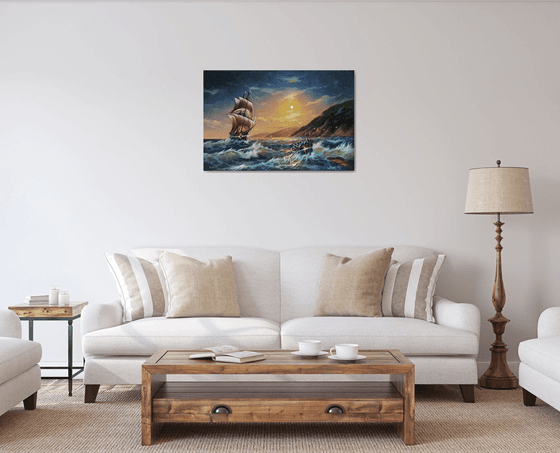 Restless sea -1 (60x90cm, oil painting)