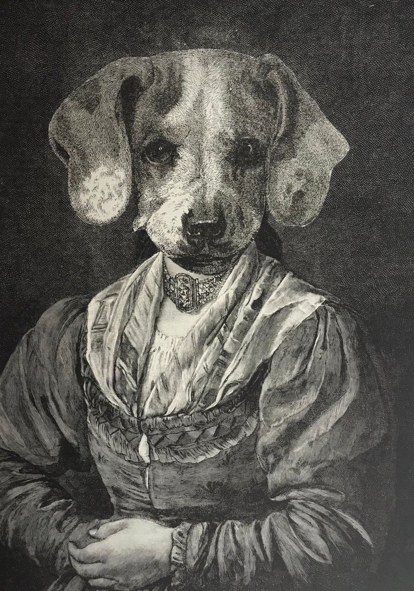 Surrealistic Collage , Hound Dog By Tudor Evans, 6 X 8, Artwork For Sale On Artfinder