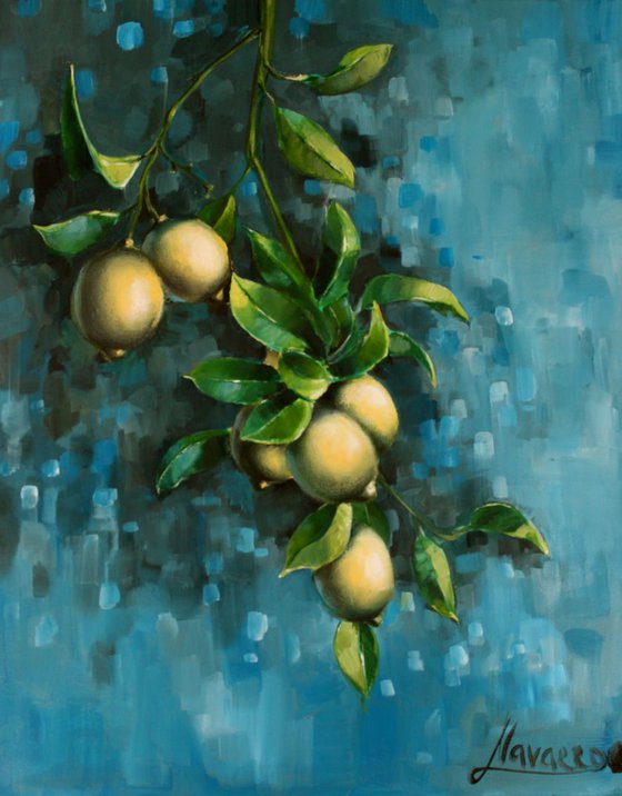 Kitchen art, fruit paintings, still life with lemons "Bunch of lemons"