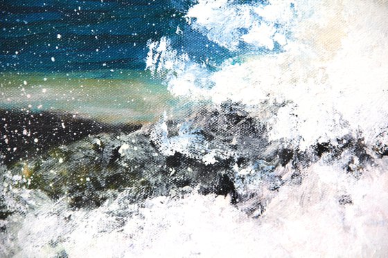 Magic ocean splashes. Original oil painting on canvas