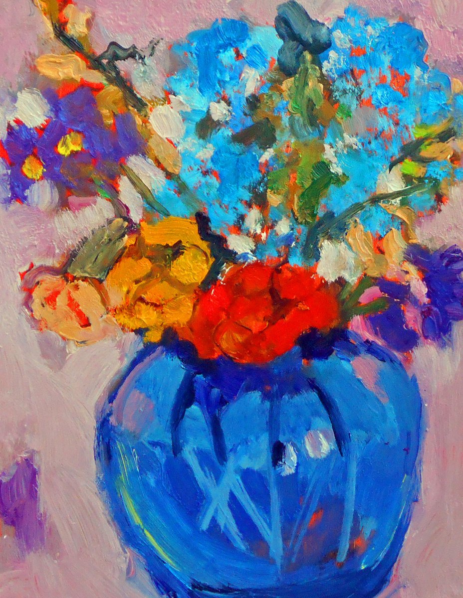 Flowers Blue Vase by Ann Cameron McDonald