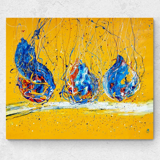 Onila N-16 (H)123x(W)147 cm. Colorful Splash Abstract Painting