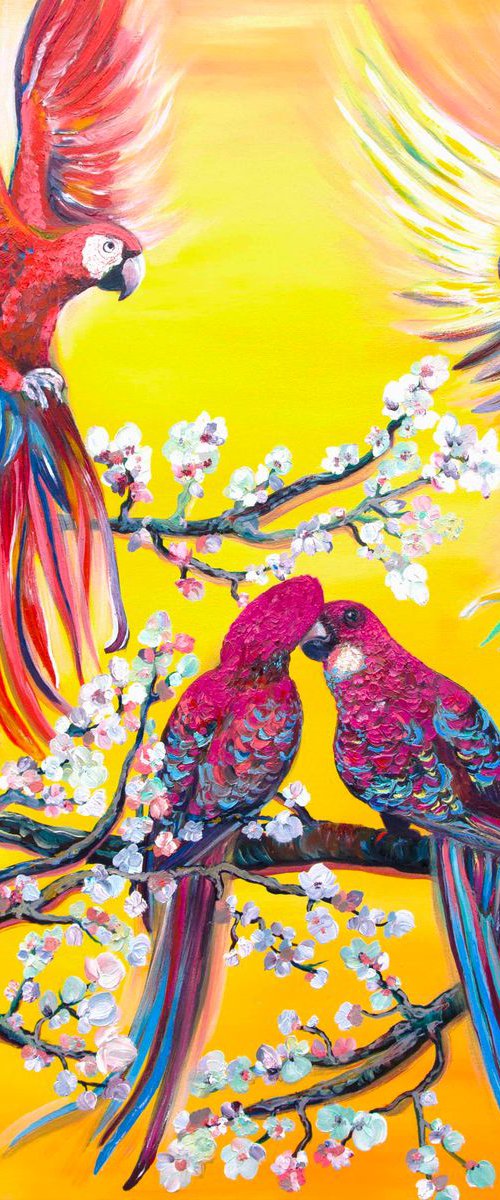 Australian parrots - original oil painting by Nino Ponditerra