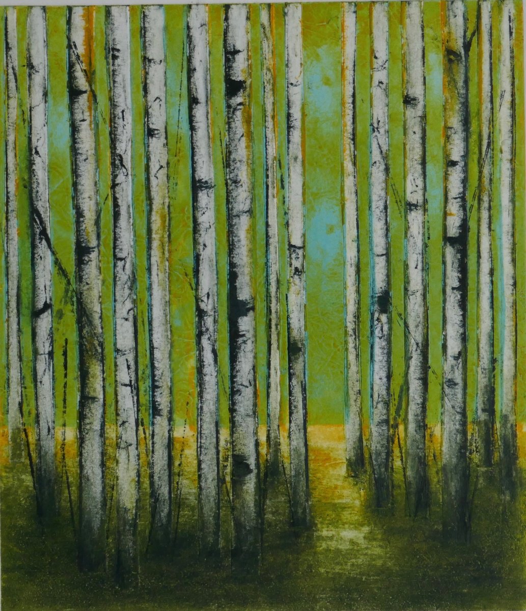 Impressionistic Landscape Limited Edition Print By Sue Roe, 9 X 10", Through The Trees, Original Artwork