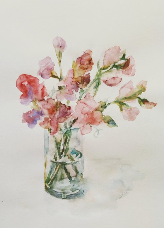 Sweet pea (Enchanting).  Original watercolour painting 2021