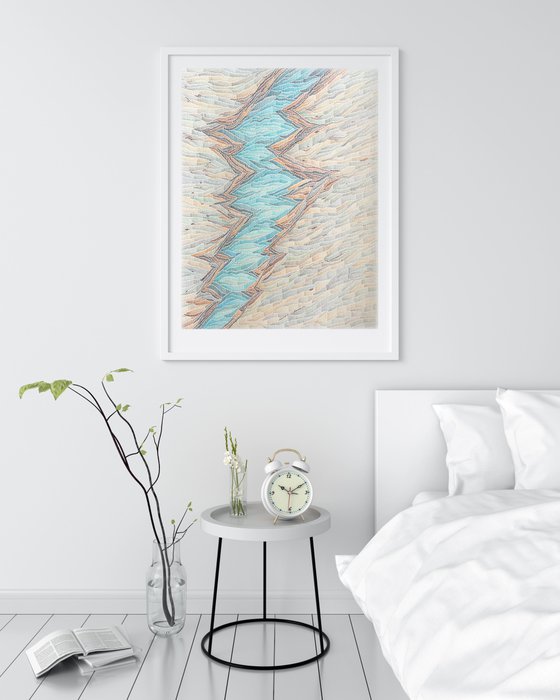 Frozen River - abstract watercolor landscape in unique style