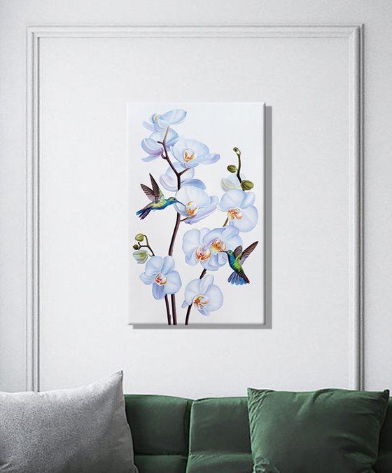 "Harmony", orchid and birds art