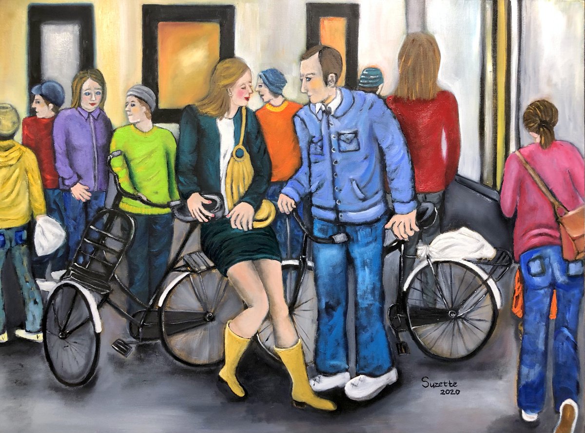 Impressionistic Portrait Painting By Suzette Datema, 39 X 30", Only Eyes For You, Original Artwork