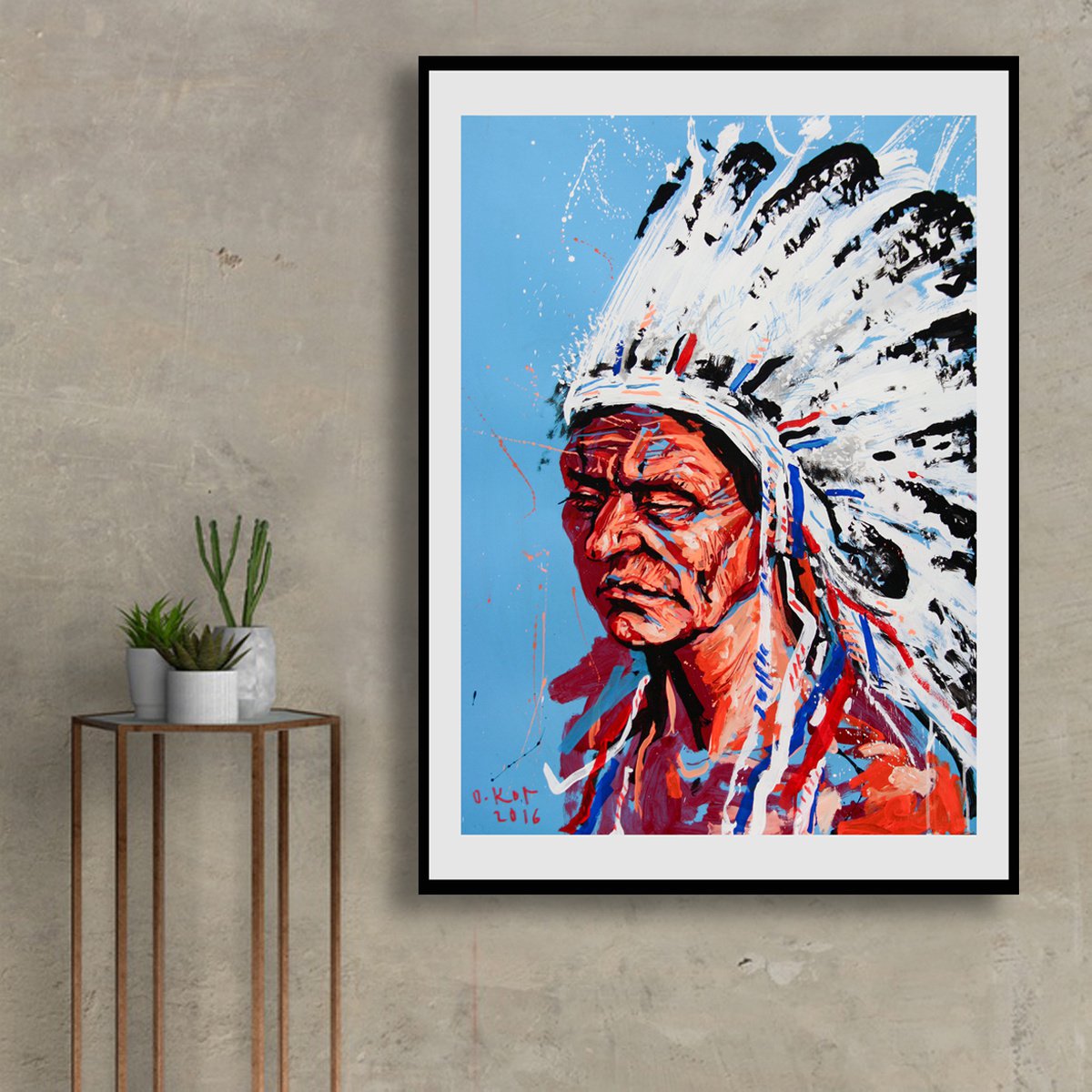 Expressive Portrait Painting By Oleksandr Korol, 24 X 34", Chief, Original Artwork