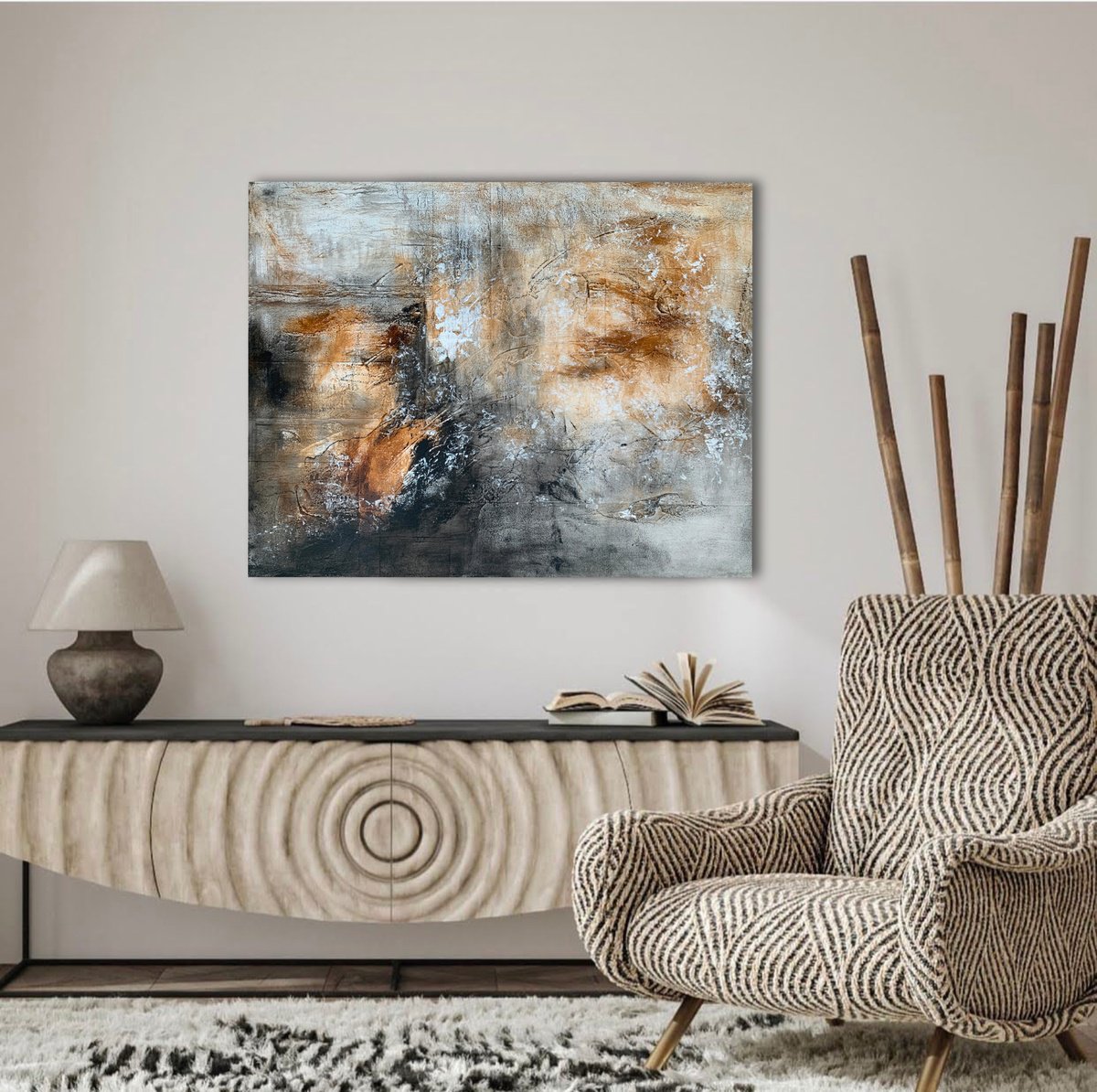 Symphony of Tones Abstract painting brown, gray and black abstract textured art by Marina Skromova