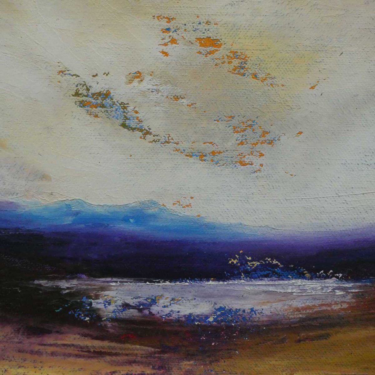 Impressionistic Landscape Oil Painting By Oconnart, 10 X 10", Cold Highland Loch, Original Artwork