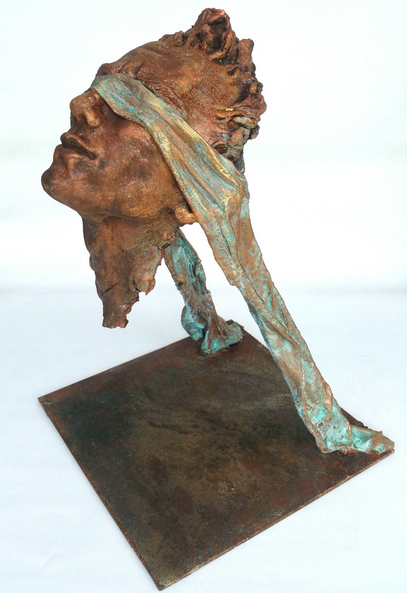 Surrealistic Portrait Clay Sculpture By Elena Kraft, 12 X 20, Hide And Seek , Original Artwork