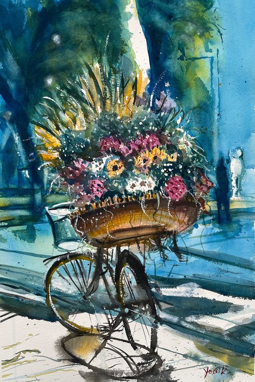 the flowers bike at the. avenue New York by Yossi Kotler