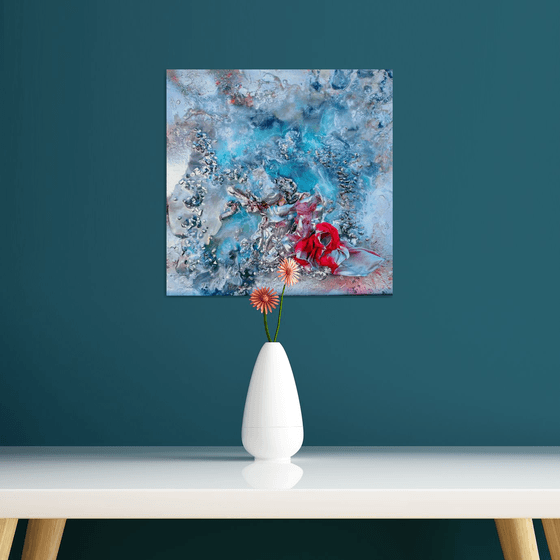 Fire and Ice- Abstract Painting Canvas Original Oil Painting Abstract Art Ocean Art Coastal Decor Resin Art