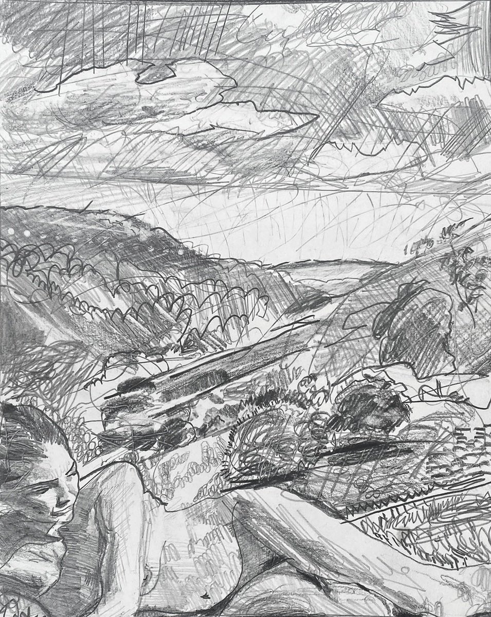Impressionistic Pencil Drawing , The Deep Canyon By Darren Jekel, 16 X 20, Artwork For Sale On Artfinder
