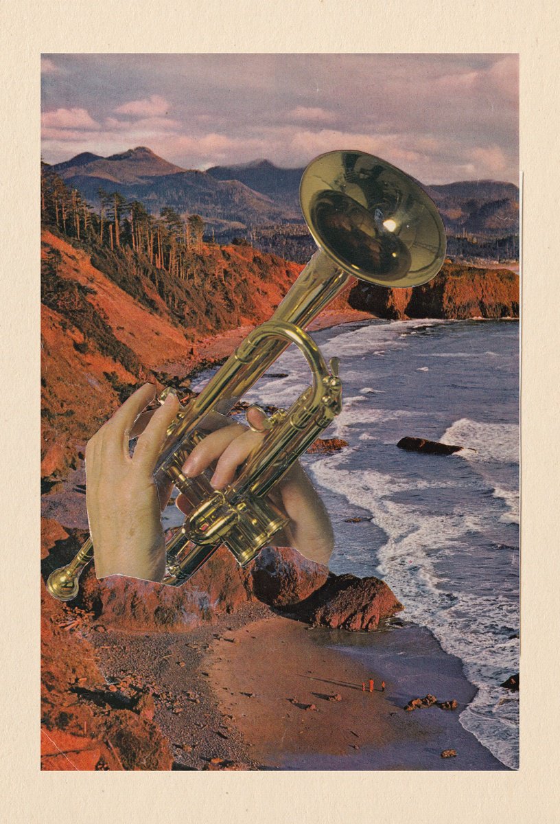 Surrealistic Landscape Collage By Jon Garbet, 7 X 11, Straight Into The Dawn, Original Artwork