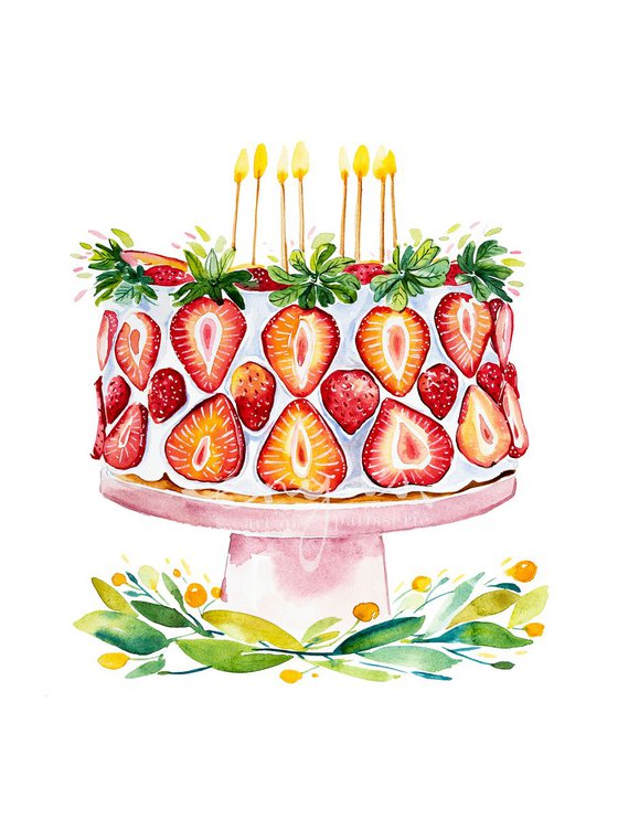 Strawberry birthday cake