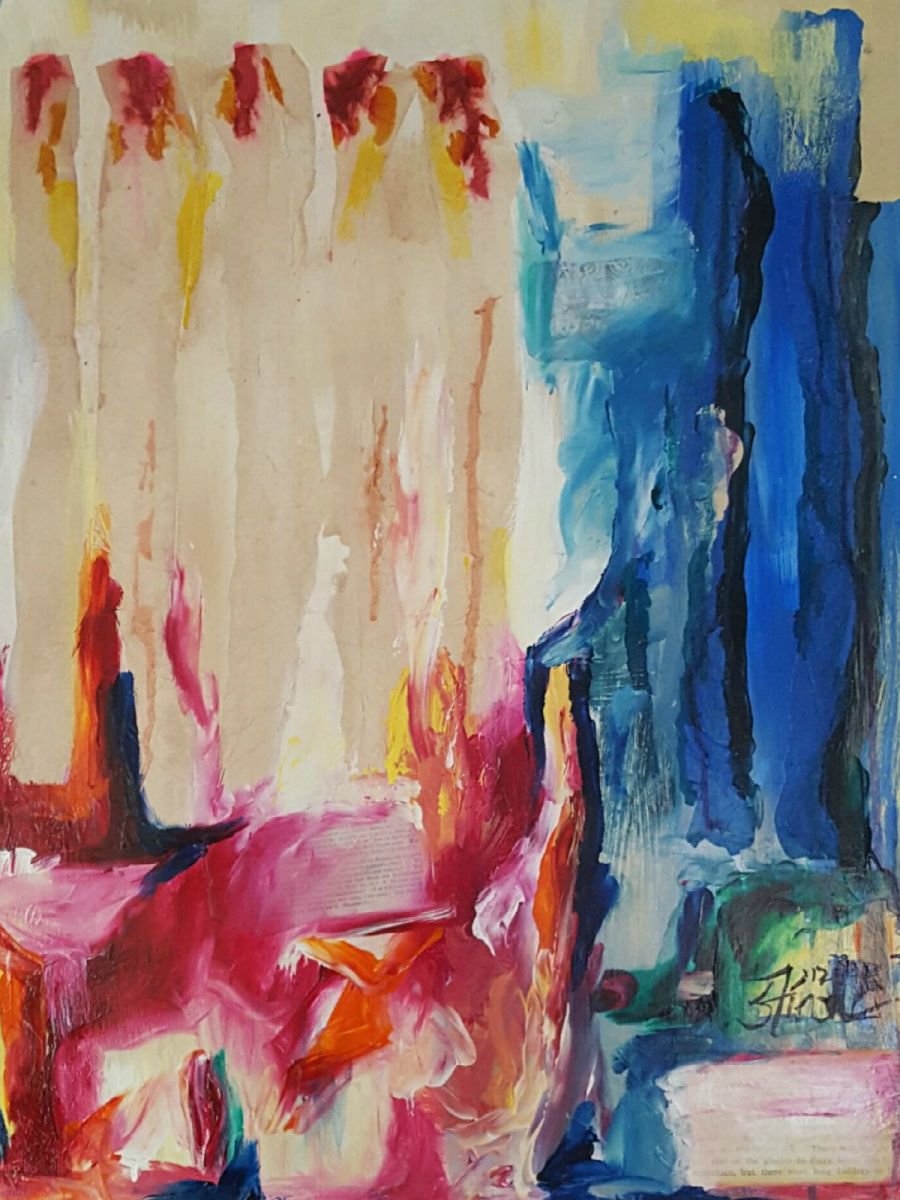 Organic Abstract Painting By Shelli Finch, 18 X 24", Five Finger Discount, Original Artwork