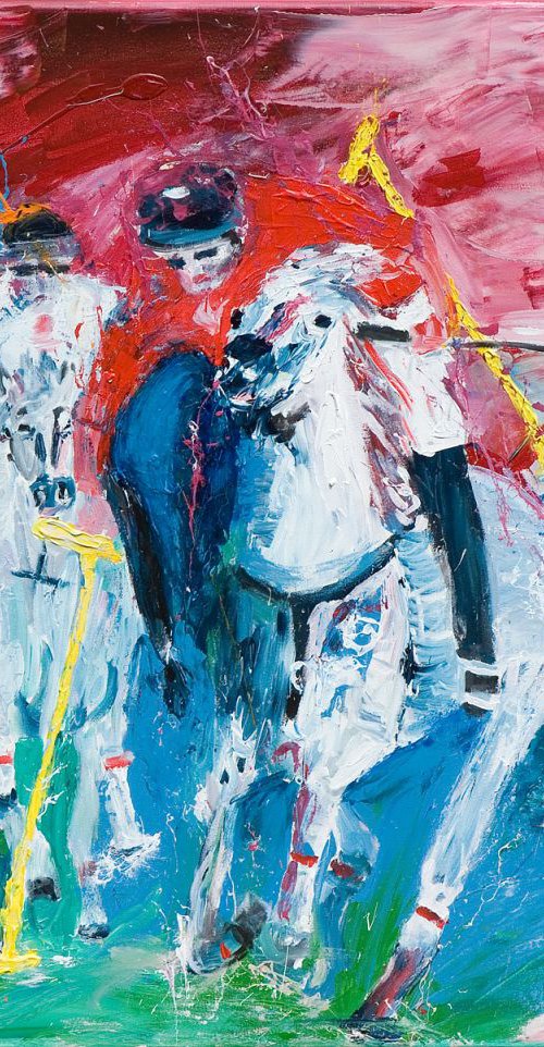 Horse painting - POLO 80 x 100 x 4,5 cm. | 31.5"x 39.37" Equine art by Oswin Gesselli by Oswin Gesselli