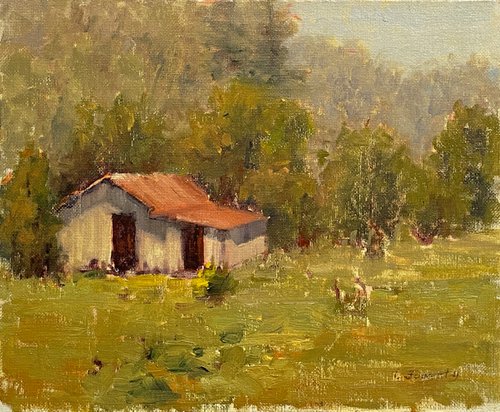 Landscape With Old Barn by Tatyana Fogarty