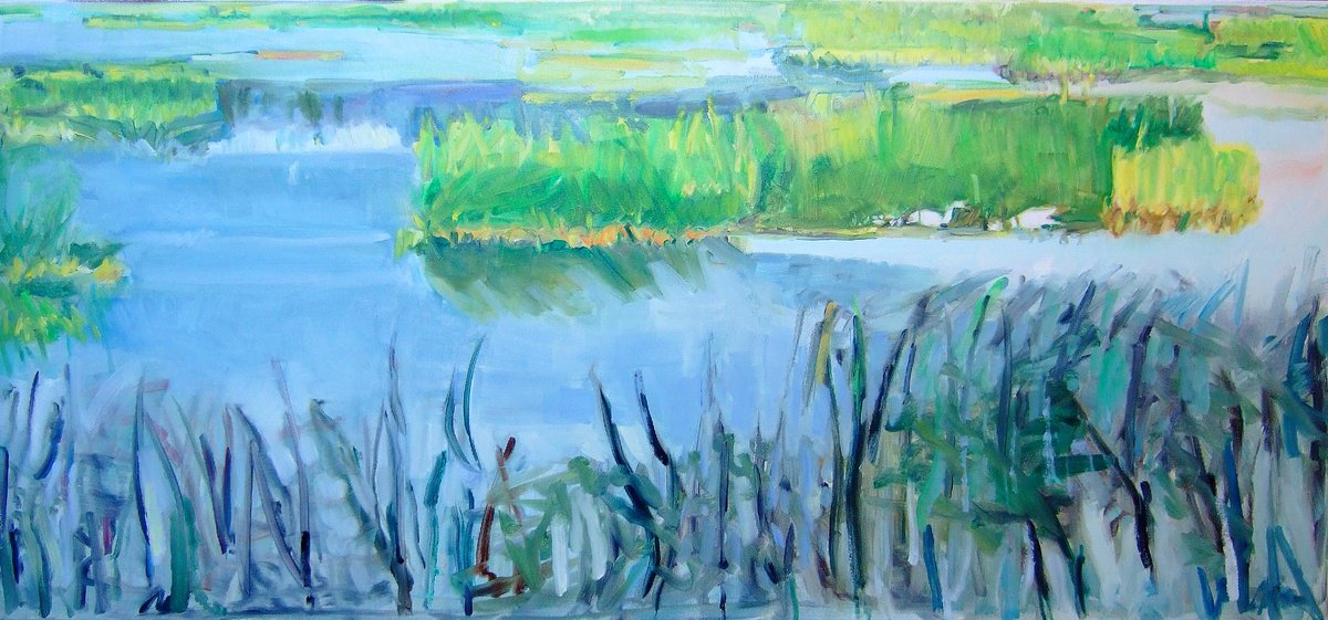 Organic Landscape Oil Painting By Sebastian Rudko, 51 X 24", Joint, Original Artwork