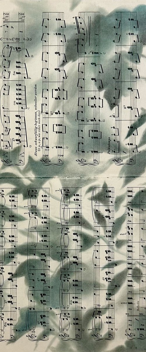 Vintage Sheet Music Nature Silhouette Art by Julia Shilo