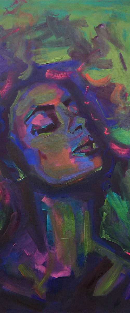 Afro Portrait Green Art — I Can Be A Witch by Anna Miklashevich
