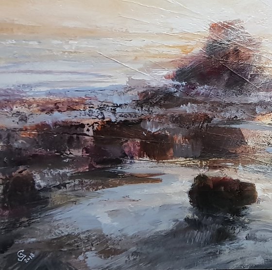 "Harbor of destroyed dreams -Hearts of rocks" W70xH43cm