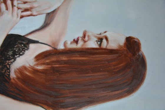 The woman in thoughts - Figurative painting  original oil painting home decor people woman girl Art Love painting Gift idea