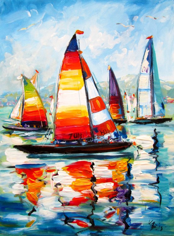 Colorful sailboats