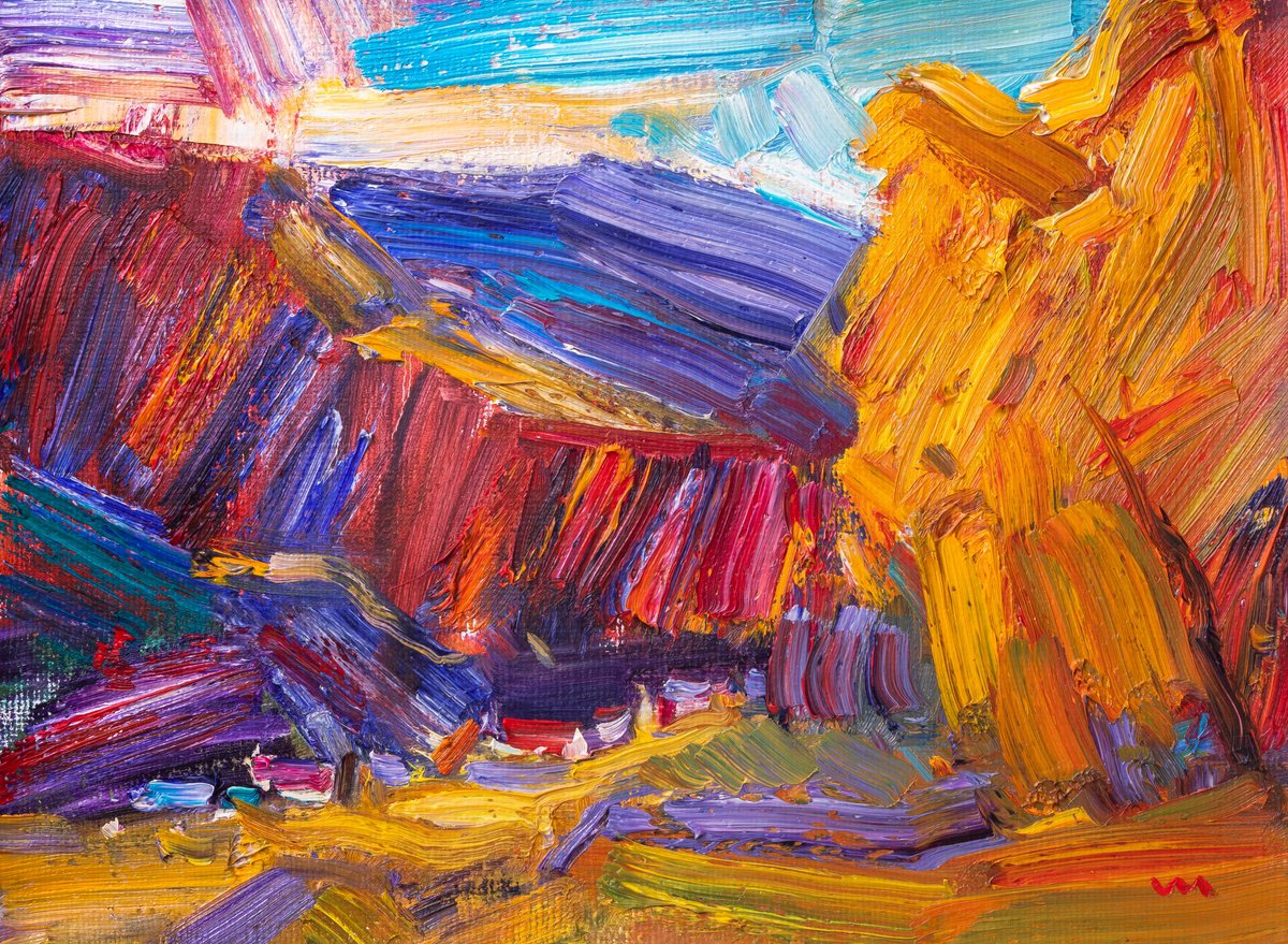 Expressive Landscape Oil Painting By Vasyl Moldavchuk, 16 X 12", Colorfull Autumn, Original Artwork