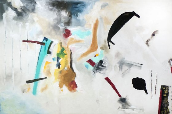 Red Bridge -Large Abstract Painting