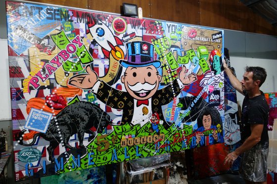 Monopoly Stock Picker 250cm x 150cm Monopoly Man Textured Urban Pop Art