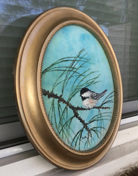 Chickadee # 39 by K. McDermott - oil 10X8 canvas (SOLD)