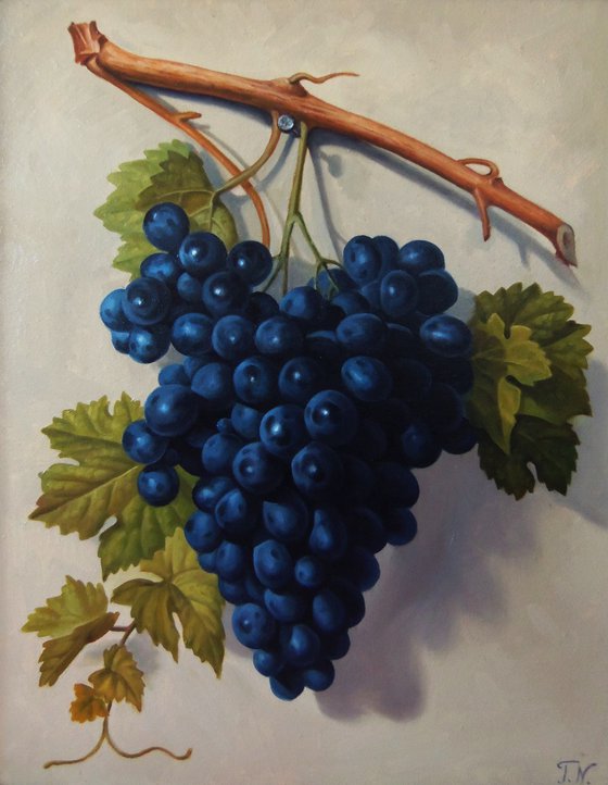 Still life with  grapes (50x40cm, oil painting, ready to hang)