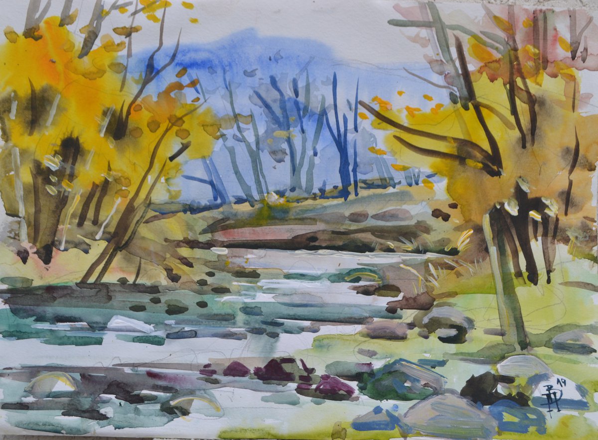 Autumn over the river by Vitalii Panasiuk