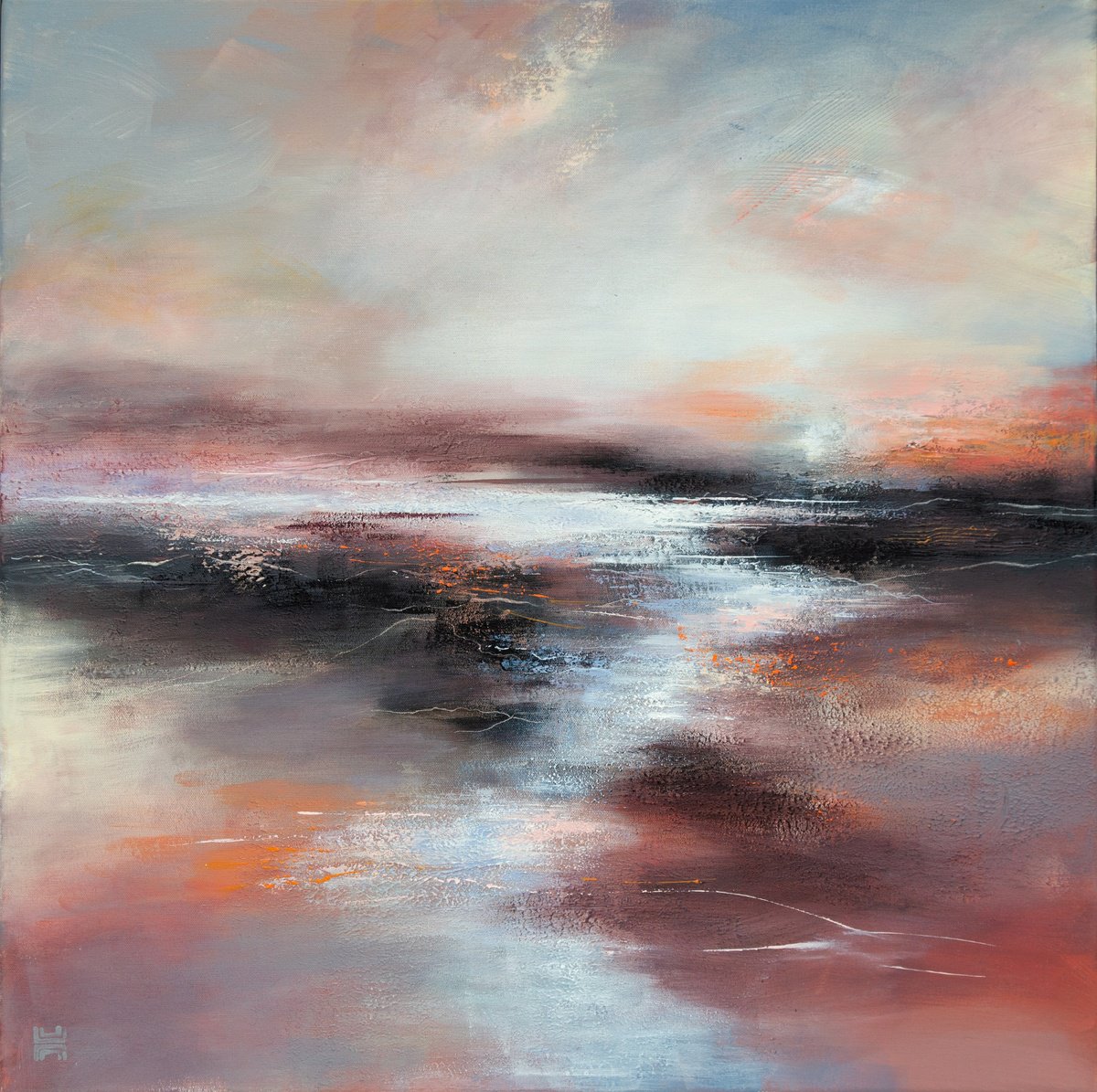 Expressive Landscape Acrylic Painting By Paul Hillary, 29 X 29", Free And Spirited, Original Artwork